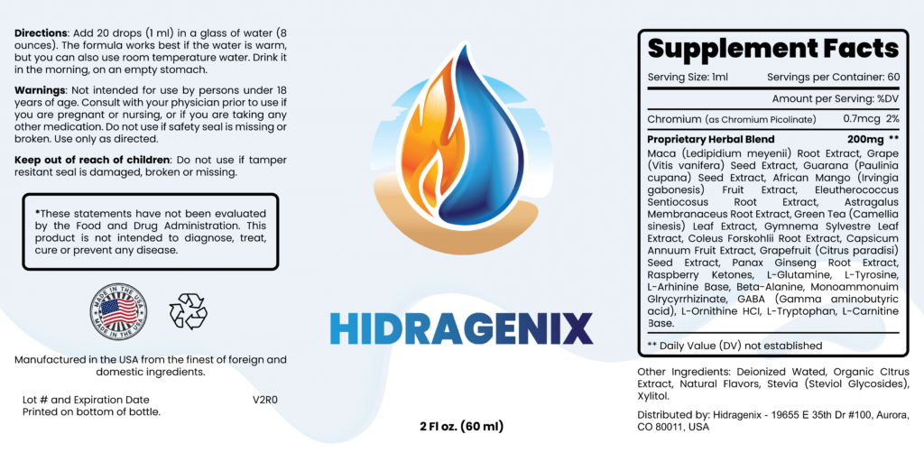 hidragenix product label